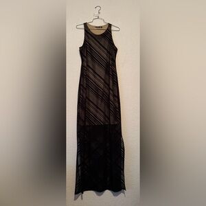 Apt. 9 Black Sheer Geometric Overlay Maxi Dress